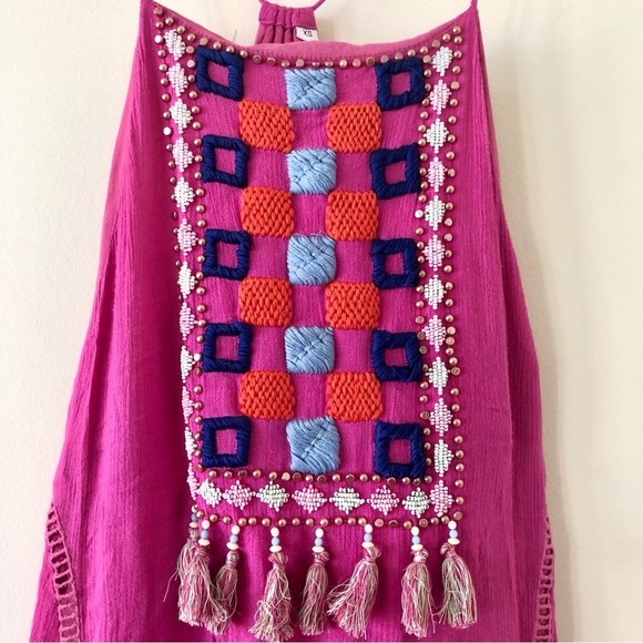Piper by Townsen Pink Embroidered Bohemian Strapy Dress Size XS - Picture 3 of 7